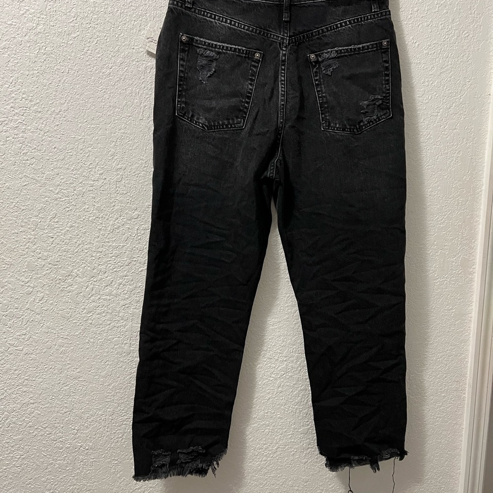 🎊 HP🎊Free People Baggy Tapered Boyfriend Jeans NWT in Obsidian Black - Picture 3 of 9